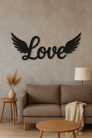 Meynt Ahşap Duvar Dekor-Kanatlı Love Yazısı (20X40Cm) 3Mm Mdf