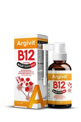 Argivit B12 Active Maxi 1000 Sprey 30 ML (Metilkobalamin, Hidroksikobalamin ve Adenozilkobalamin)