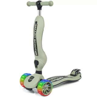 Smart Oturaklı 3 Tekerlekli Işıklı Scooter Askeri Yeşil Kız Erkek Çocuk Oyuncak Eğitici Oyuncaklar
