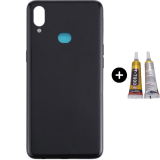 Samsung A10S SM-A107 Uyumlu Arka Pil Kapağı Siyah + B7000