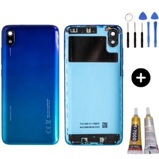 Redmi 7A Uyumlu Full Kasa Arka Pil Kapağı Mavi + Montaj Seti