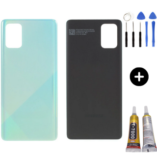 Samsung A72 SM-A725F Uyumlu Arka Pil Kapağı Mavi + Montaj Seti