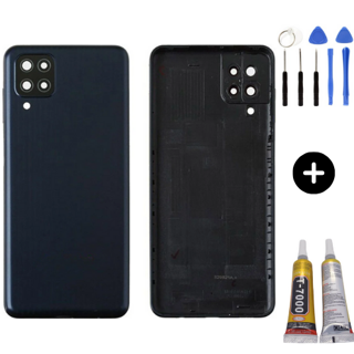 Samsung M12 SM-M127 Uyumlu Arka Pil Kapağı Siyah + Montaj Seti