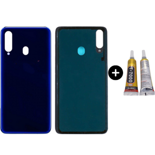 Samsung M40 SM-M405F Uyumlu Arka Pil Kapağı Mavi + B7000