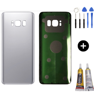 Samsung S8 Plus SM-G955 Uyumlu Arka Pil Kapağı Gri + Montaj Seti