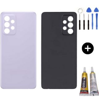 Samsung A52 SM-A525 Uyumlu Arka Pil Kapağı Mor + Montaj Seti