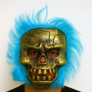 Wild Skull - Bakır Kafatası Turkuaz Saçlı İskelet Maske