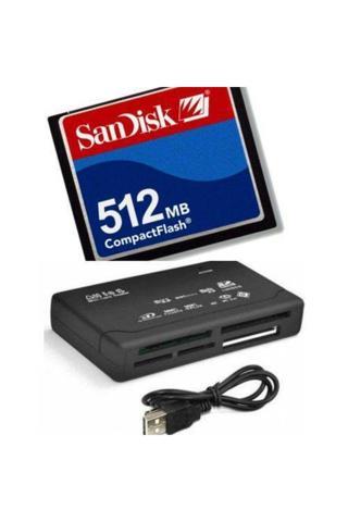 Pmr Sandisk 512 MB Compact Flash Hafıza Kartı - USB 2.0 Cf Kart Okuyucu