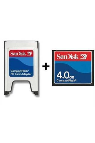 Sandisk 4GB Compact Flash Kart + PCMCIA Adaptör 
