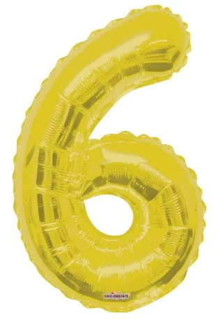 Folyo Balon 6 Rakamı Gold//Altın Renk  100 cm
