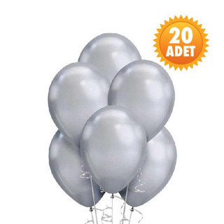 Gri Renk 20 Li Latex Balon