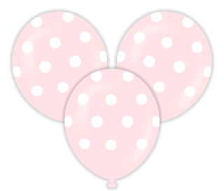 Pembe Puanlı Çepeçevre Baskılı Balon 10 Adet