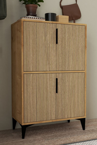 Evmo Home 1405 Ada Ayakkabılık 4 Raflı 4 Kapaklı Çok Amaçlı Dolap Kiler Ahşap Safir