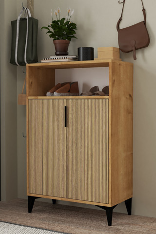 Evmo Home 1205 Ada Ayakkabılık 4 Raflı 2 Kapaklı Çok Amaçlı Dolap Ahşap Safir