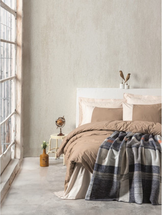 cotton Box Comfy Pamuk Battaniyeli Tek Kişilik Nevresim Takımı Clement Vizon