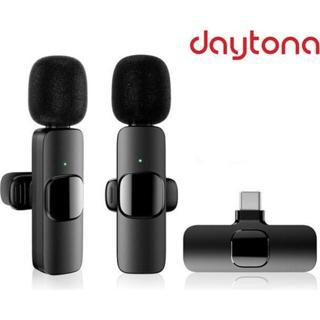Daytona K9 Type-C Wireless (Kablosuz Mikrofon) Ergonomik Tak Çalıştır Android Telefon Tablet Ipad Çiftli Yaka Mikrofonu