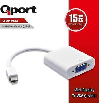 QPORT Q-DP-VGM 0.15metre mDP-VGA (D) Görüntü Adaptörü Beyaz 1080p