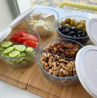 Paşabahçe 530683 Polar Iki Bölmeli Kahvaltılık Saklama Kabı Beyaz Kapaklı 4 Adet Fma504752