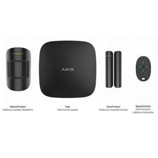 AJAX Hub kit/StarterKit Plus 25 Bölge GSM+GPRS Kablosuz Alarm Seti KeyPad YOK SİYAH