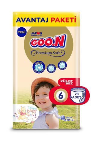 Goo.n Premium Soft 6 Numara Süper Yumuşak Külot Bebek Bezi Avantajlı Paket - 78 Adet