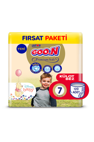 Goo.n Premium Soft 7 Numara Süper Yumuşak Külot Bebek Bezi Fırsat Paketi - 120 Adet
