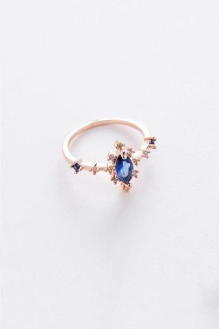 Sahira Jewelry Parlement Mavisi Oval Taşlı Ayarlanabilir 14 K Rose Altın Kaplama Kadın Yüzük