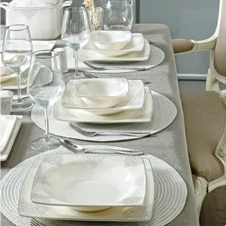 Pierre Cardin Mathilda Kare 60 Parça 12 Kişilik Yemek Takımı