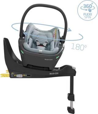 Maxi-Cosi Coral 360 Dönebilir Yatabilir İsofix Bazalı 2'si Bir Arada Ana Kucağı ve Oto Koltuğu Essential Grey