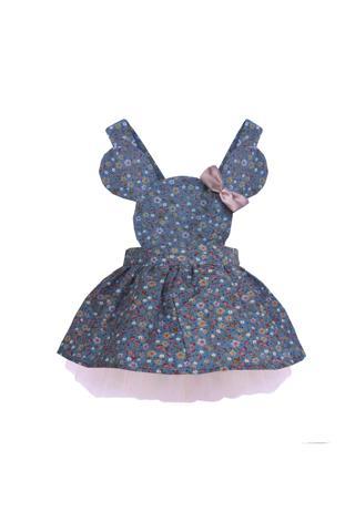 Shecco Babba Kız Çocuk Mavi Çiçekli Tütü Elbise, Doğum Günü Elbisesi, Kız Çocuk Elbise Modelleri 1 Yaş Mavi