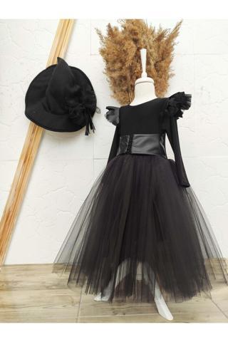 Shecco Babba Kız Çocuk Gotik Tütü Elbise - Siyah Cadı Kostümü - Çocuk Halloween Elbisesi 1 Yaş Siyah