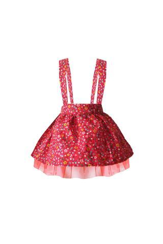 Shecco Babba Kız Çocuk Tütü Elbise Kırmızı Çiçekli, Doğum Günü Elbisesi, Kız Çocuk Elbise Modelleri 6 Yaş Kırmızı
