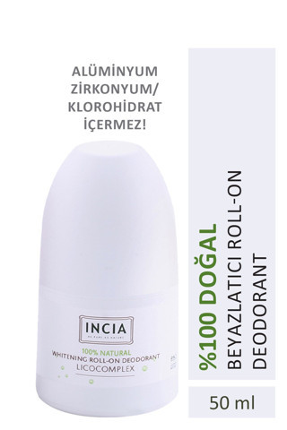 INCIA %100 Doğal Roll On Deodorant Beyazlatıcı Ter Kokusu Önleyici Leke Yapmayan 50 ml