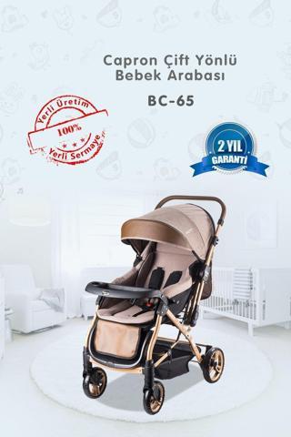 Baby Care BC-65 Capron Lüx Çift Yönlü Bebek Arabası Gold-Kahverengi