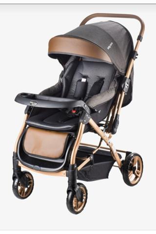 Baby Care BC-65 Capron Lüx Çift Yönlü Bebek Arabası Gold-Siyah