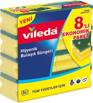 Vileda Ab Bulaşık Süngeri Glitzi  8 Li Oluklu