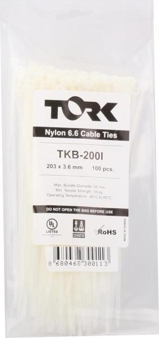 Tork TRK-710-9,0mm Beyaz 100lü Kablo Bağı