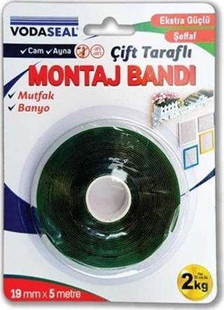 Vodaseal Çift Taraflı Montaj Bandı 19Mmx1 Mt Şeffaf Vhb Bandı (Banyo- Mutfak- Cam-Ayna)