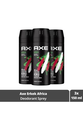 Axe Erkek Sprey Deodorant Africa 48 Saat Etkileyici Koku 150 ml X3 Adet