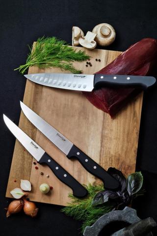 Stevig Cut 4 Chef's Daily Use Şef ve Et Mutfak Bıçak Seti 17,5 Cm 15,5 Cm ve 13 Cm ST-400.008 - ST-400.010 - ST-400.011