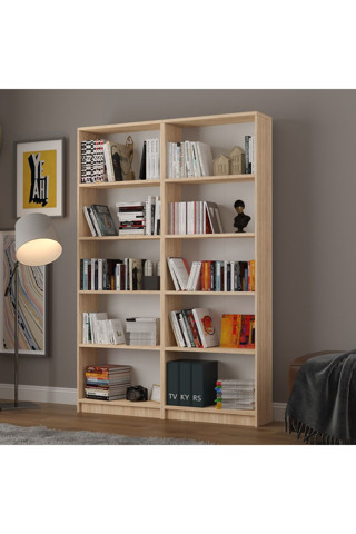 5 Raflı (5 BÖLMELİ) 2 Modüllü Kitaplık Çalışma Odası Ofis Modern Dekoratif Kitaplık