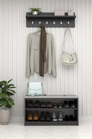 Asra Trend Puflu Ayakkabılık ve Askılık A-34 ANTRASİT