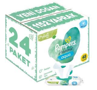 Prima Pampers Harmonie Islak Havlu Mendil Aqua Pure 48 Yaprak 24 Lü Set (1152 Yaprak) Organik Pamuk