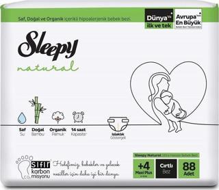 Sleepy Natural 4+ Numara Maxi Plus 88'li Bebek Bezi