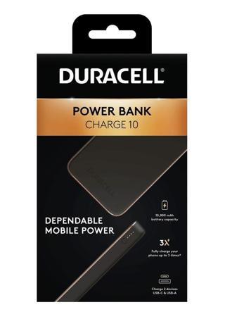 Duracell 10.000mAh Powerbank PD 18W ( USB-A, USB-C ) - Siyah