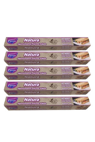 Natura Ağartılmamış Hazır Kesilmiş Pişirme Kağıdı 10’lu 5 Paket