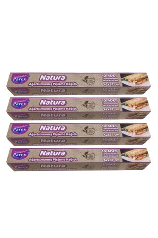 Natura Ağartılmamış Hazır Kesilmiş Pişirme Kağıdı 10’lu 4 Paket