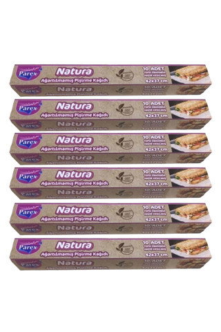Natura Ağartılmamış Hazır Kesilmiş Pişirme Kağıdı 10’lu 6 Paket