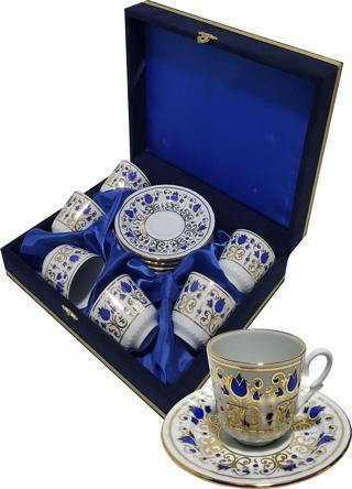 Armada Çini Ar 684 Kobalt Lale Altın Yaldızlı 6 Lı Fincan Takımı
