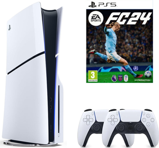 Sony Playstation 5 1 Tb Slim Cd Edition Konsol + 2. Ps5 Kol + Ps5 Fifa 24 - Fc 24 Oyunu