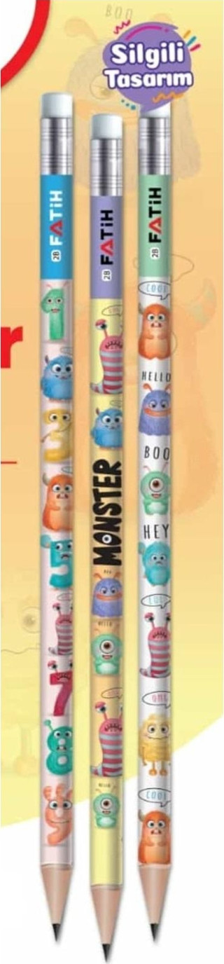 Fatih Kurşun Kalem Monster Silgili 17860 (144 Lü Paket)